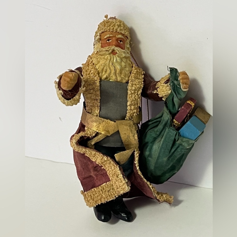 Vintage 1950”s Paper Mache Santa Claus Christmas Ornament